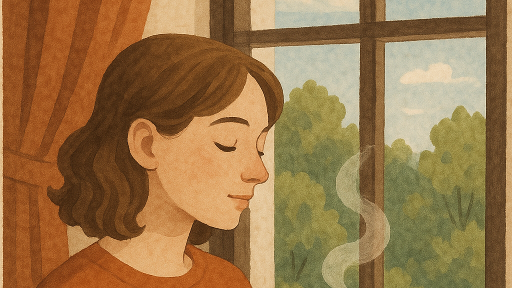 Spokojna osoba odpoczywająca przy oknie