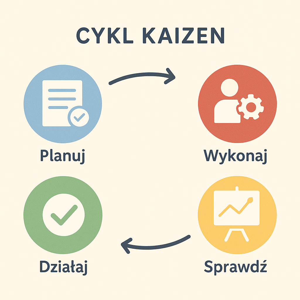 Schemat cyklu PDCA w metodologii Kaizen